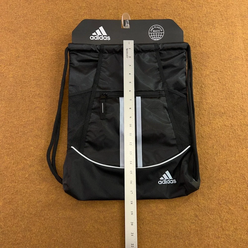 Adidas Unisex OS Black Alliance II Sackpack Drawstring Gym Bag NWT